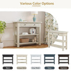 36 Farmhouse Solid Wood Console Table with Drawers and 2 Shelves