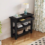 36 Farmhouse Solid Wood Console Table with Drawers and 2 Shelves