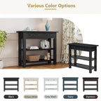 36 Farmhouse Solid Wood Console Table with Drawers and 2 Shelves
