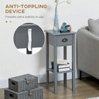 2-Tier Side Table with Drawer,Narrow End Table with Bottom Shelf