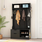Hall Tree with 6 Hooks,Coat Hanger, Entryway Bench, Storage Bench,for Entrance, Hallwa