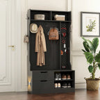 Hall Tree with 6 Hooks,Coat Hanger, Entryway Bench, Storage Bench,for Entrance, Hallwa