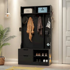 Hall Tree with 6 Hooks,Coat Hanger, Entryway Bench, Storage Bench,for Entrance, Hallwa