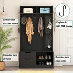 Hall Tree with 6 Hooks,Coat Hanger, Entryway Bench, Storage Bench,for Entrance, Hallwa