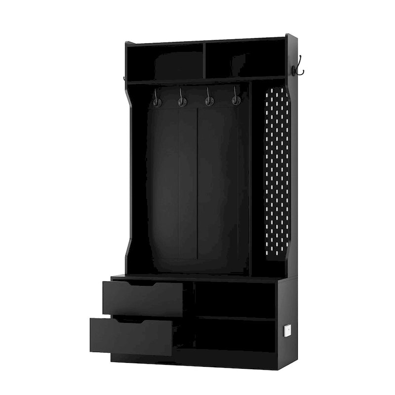 Hall Tree with 6 Hooks,Coat Hanger, Entryway Bench, Storage Bench,for Entrance, Hallwa