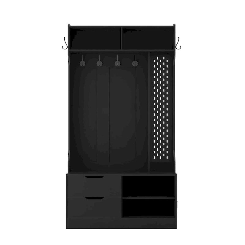 Hall Tree with 6 Hooks,Coat Hanger, Entryway Bench, Storage Bench,for Entrance, Hallwa