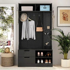 Hall Tree with 6 Hooks,Coat Hanger, Entryway Bench, Storage Bench,for Entrance, Hallwa