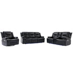Home Theater Recliner Set Manual Recliner Chair with a LED Light Strip Two Built-in Cup Holders for Living Room,Bedroom, Black ,