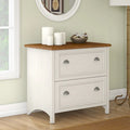 White & Maple 2-Drawer Lateral File Cabinet