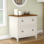 White & Maple 2-Drawer Lateral File Cabinet
