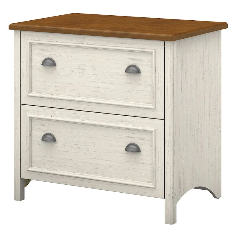 White & Maple 2-Drawer Lateral File Cabinet