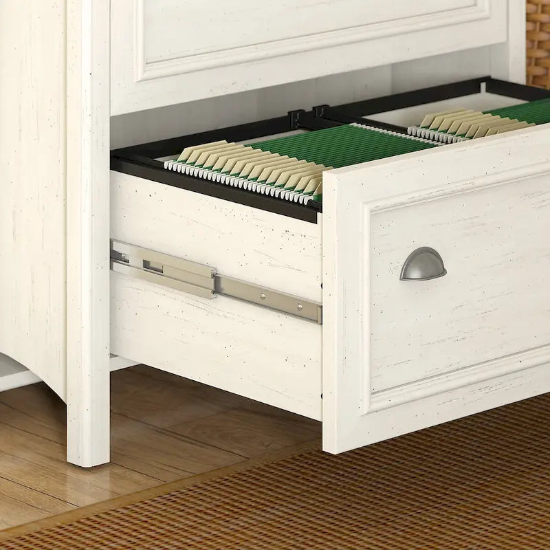 White & Maple 2-Drawer Lateral File Cabinet