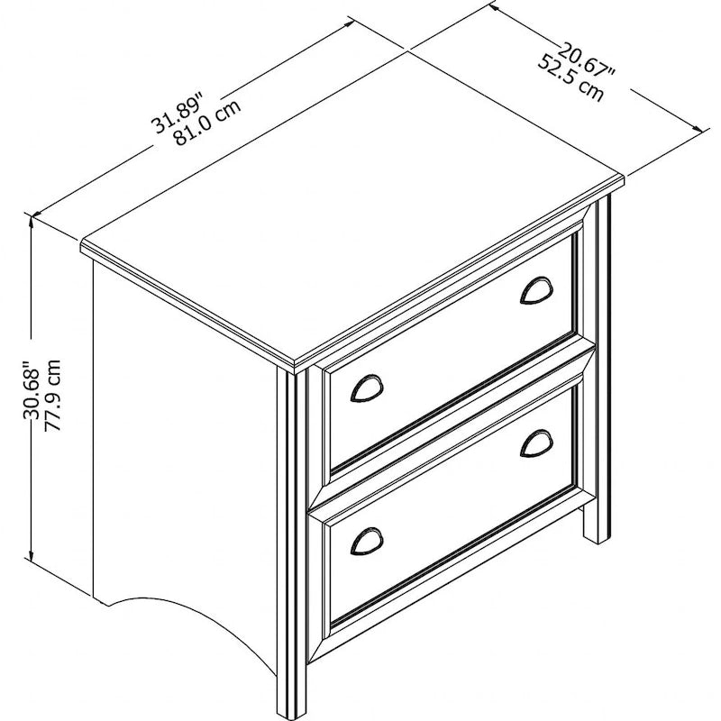 White & Maple 2-Drawer Lateral File Cabinet