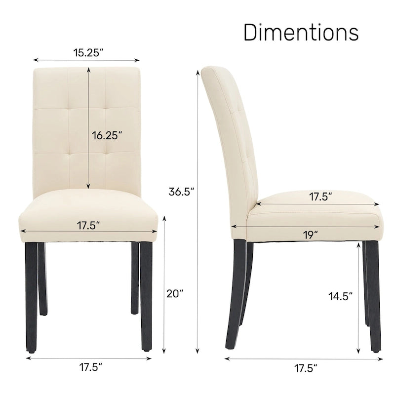 FERPIT Faux Leather Tufted Upholstered Dining Chairs Set of 2 - 17.5W x 23D x 36.5H