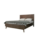 HomeRoots Struttura letto matrimoniale King in legno massello intagliato geometrico marrone