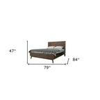 HomeRoots Struttura letto matrimoniale King in legno massello intagliato geometrico marrone