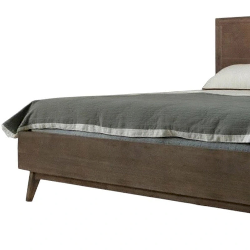 HomeRoots Struttura letto matrimoniale King in legno massello intagliato geometrico marrone