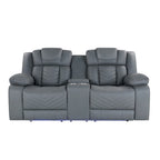 75 Light Gray Faux Leather Power Reclining Loveseat With Storage
