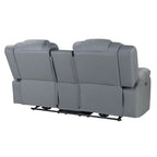 75 Light Gray Faux Leather Power Reclining Loveseat With Storage