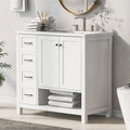 36 Mobile da Bagno Moderno con Lavabo, 2 Armadietti, 2 Maniglie in Metallo e Guide Scorrevoli per Cassetti, Adatto per Spogliatoio Bagno