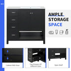 36 Mobile da Bagno Moderno con Lavabo, 2 Armadietti, 2 Maniglie in Metallo e Guide Scorrevoli per Cassetti, Adatto per Spogliatoio Bagno
