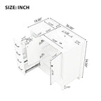 36 Mobile da Bagno Moderno con Lavabo, 2 Armadietti, 2 Maniglie in Metallo e Guide Scorrevoli per Cassetti, Adatto per Spogliatoio Bagno