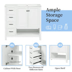 36 Mobile da Bagno Moderno con Lavabo, 2 Armadietti, 2 Maniglie in Metallo e Guide Scorrevoli per Cassetti, Adatto per Spogliatoio Bagno