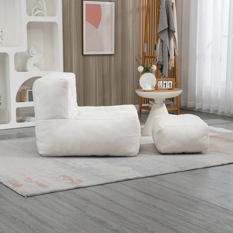Modern Adult Lounge Chair with High Density Memory Foam and 1 Ottoman for Home Bedroom and Reading Room