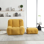 Modern Adult Lounge Chair with High Density Memory Foam and 1 Ottoman for Home Bedroom and Reading Room