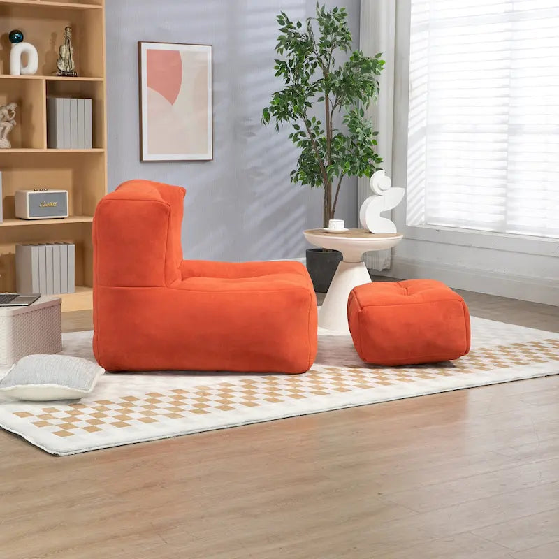 Modern Adult Lounge Chair with High Density Memory Foam and 1 Ottoman for Home Bedroom and Reading Room