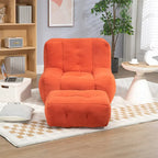 Modern Adult Lounge Chair with High Density Memory Foam and 1 Ottoman for Home Bedroom and Reading Room