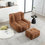 Modern Adult Lounge Chair with High Density Memory Foam and 1 Ottoman for Home Bedroom and Reading Room