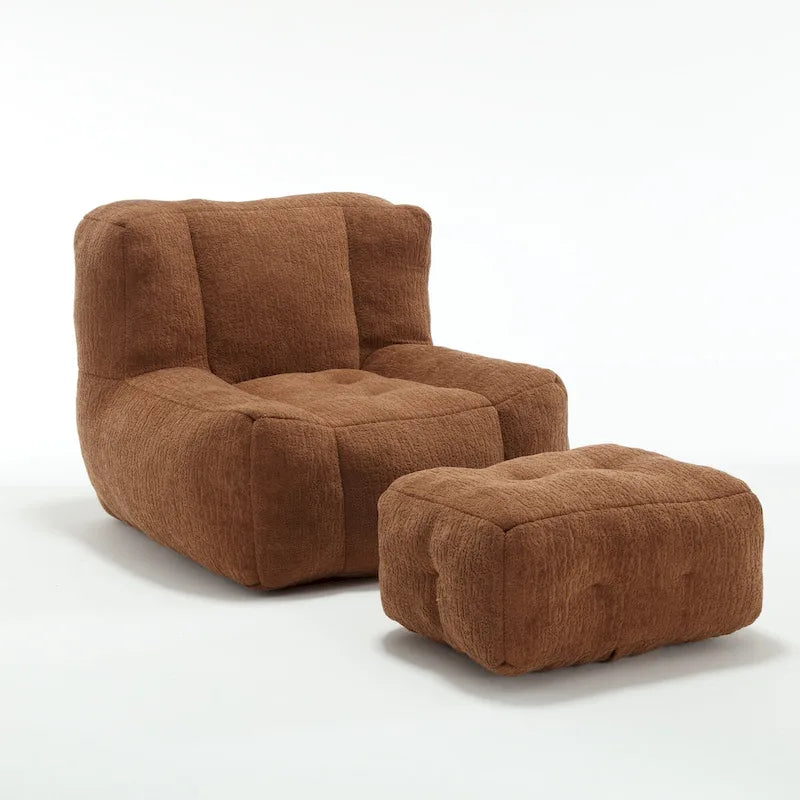 Modern Adult Lounge Chair with High Density Memory Foam and 1 Ottoman for Home Bedroom and Reading Room