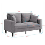 Modern Upholstered Sofa with 2 Pillows and High Density Foam Cushion, Wooden Frame for Home Lounge Area and Office