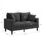 Modern Upholstered Sofa with 2 Pillows and High Density Foam Cushion, Wooden Frame for Home Lounge Area and Office