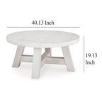 Linie Round Cocktail Coffee Table, Rustic Posts, 40 Inch White Pine