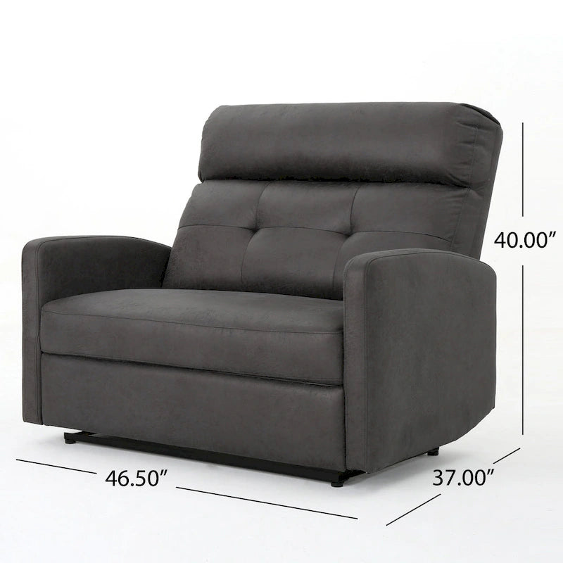 Power Recliner Chair, Oversize Wide Seat, Tufted Slate Gray Microfiber