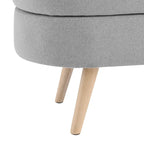 Beige Linen Pleated Storage Ottoman Bench