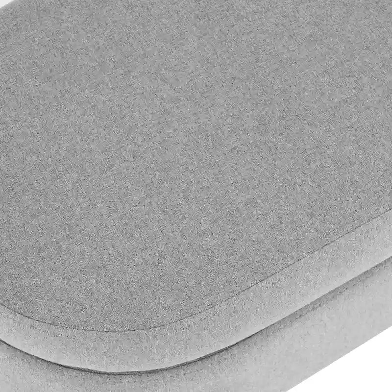 Beige Linen Pleated Storage Ottoman Bench
