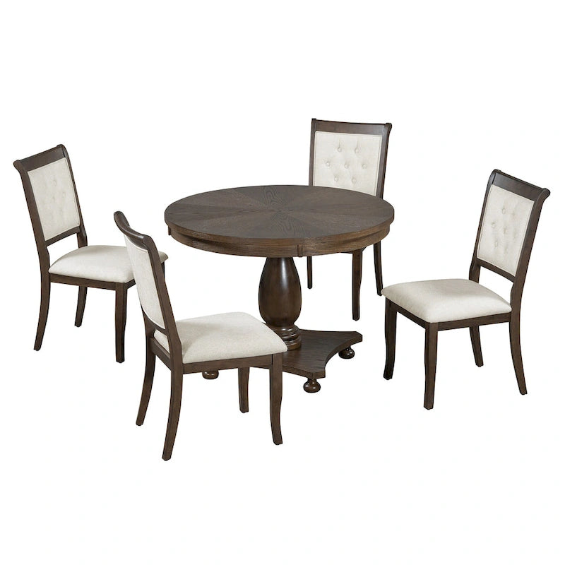 Set da pranzo da 5 pezzi Lak Retro con sedie imbottite di GDFStudio