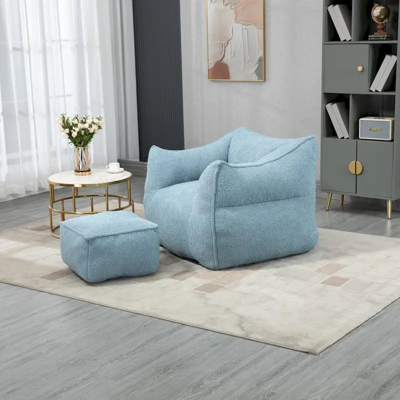 GDFStudio - COOLMORE Boucle Bean Bag Chair with Memory Foam Filling for Ultimate Comfort