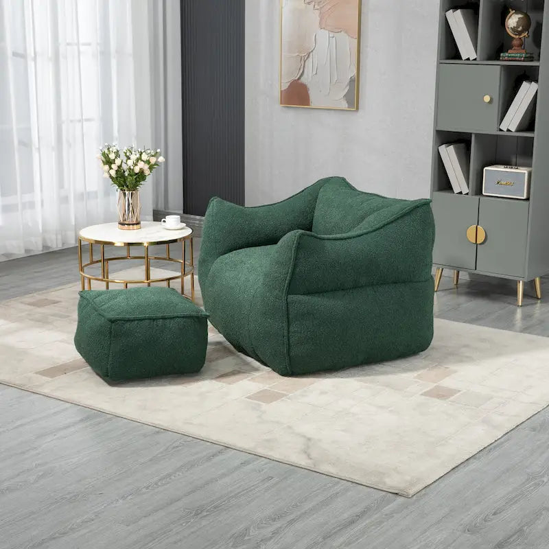 GDFStudio - COOLMORE Boucle Bean Bag Chair with Memory Foam Filling for Ultimate Comfort