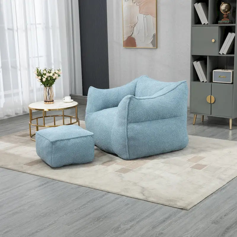 GDFStudio - COOLMORE Boucle Bean Bag Chair with Memory Foam Filling for Ultimate Comfort