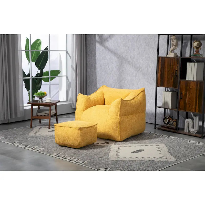 GDFStudio - COOLMORE Boucle Bean Bag Chair with Memory Foam Filling for Ultimate Comfort