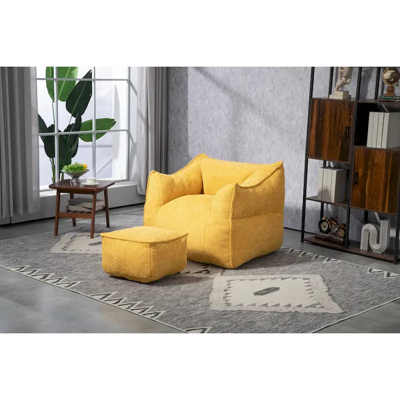 GDFStudio - COOLMORE Boucle Bean Bag Chair with Memory Foam Filling for Ultimate Comfort