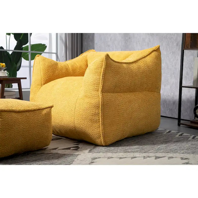 GDFStudio - COOLMORE Boucle Bean Bag Chair with Memory Foam Filling for Ultimate Comfort