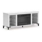 Signature Design by Ashley Brollevi White 60 TV Stand with Electric Fireplace for TVs up to 69