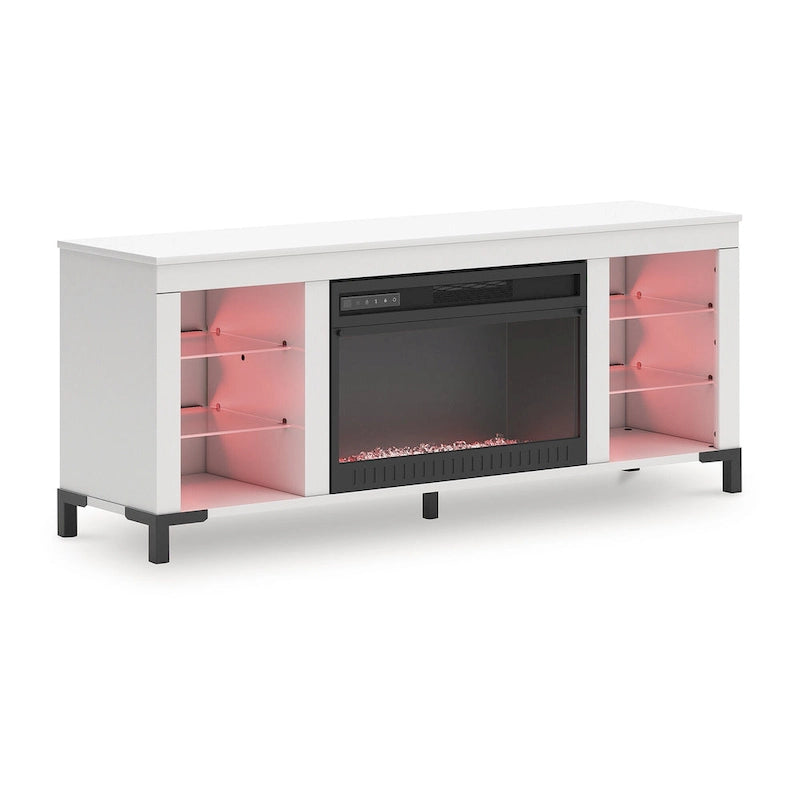 Signature Design by Ashley Brollevi White 60 TV Stand with Electric Fireplace for TVs up to 69
