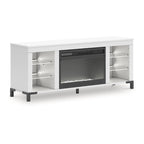 Signature Design by Ashley Brollevi White 60 TV Stand with Electric Fireplace for TVs up to 69