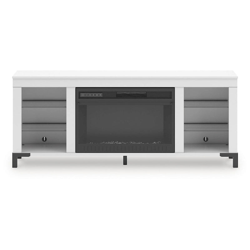 Signature Design by Ashley Brollevi White 60 TV Stand with Electric Fireplace for TVs up to 69